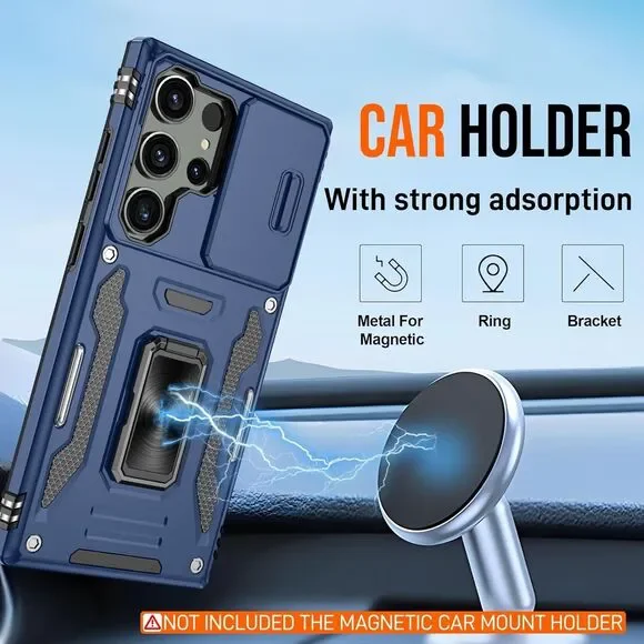 Phone Case For Galaxy S23 Ultra 6.8" With Kickstand & Camera Lens Cover - Picture 2 of 12